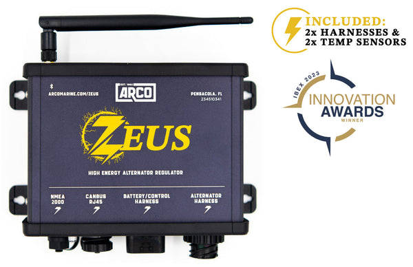 ARCO Zeus Alternator Regulator. Alternative secondary alternator regulator for high-output engine-idle DC charging, CAN bus to Victron